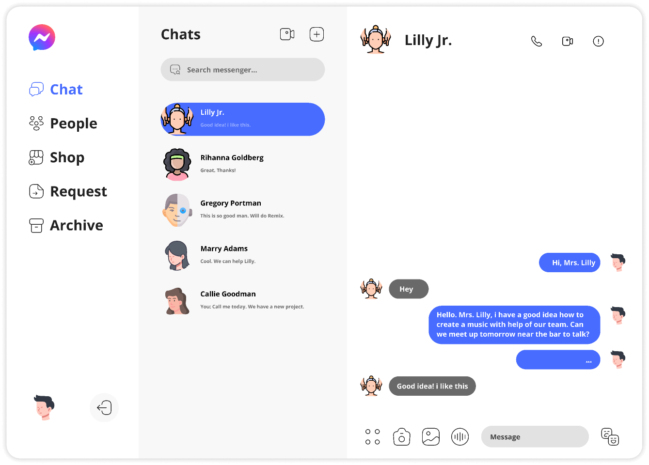 Facebook Message Interface