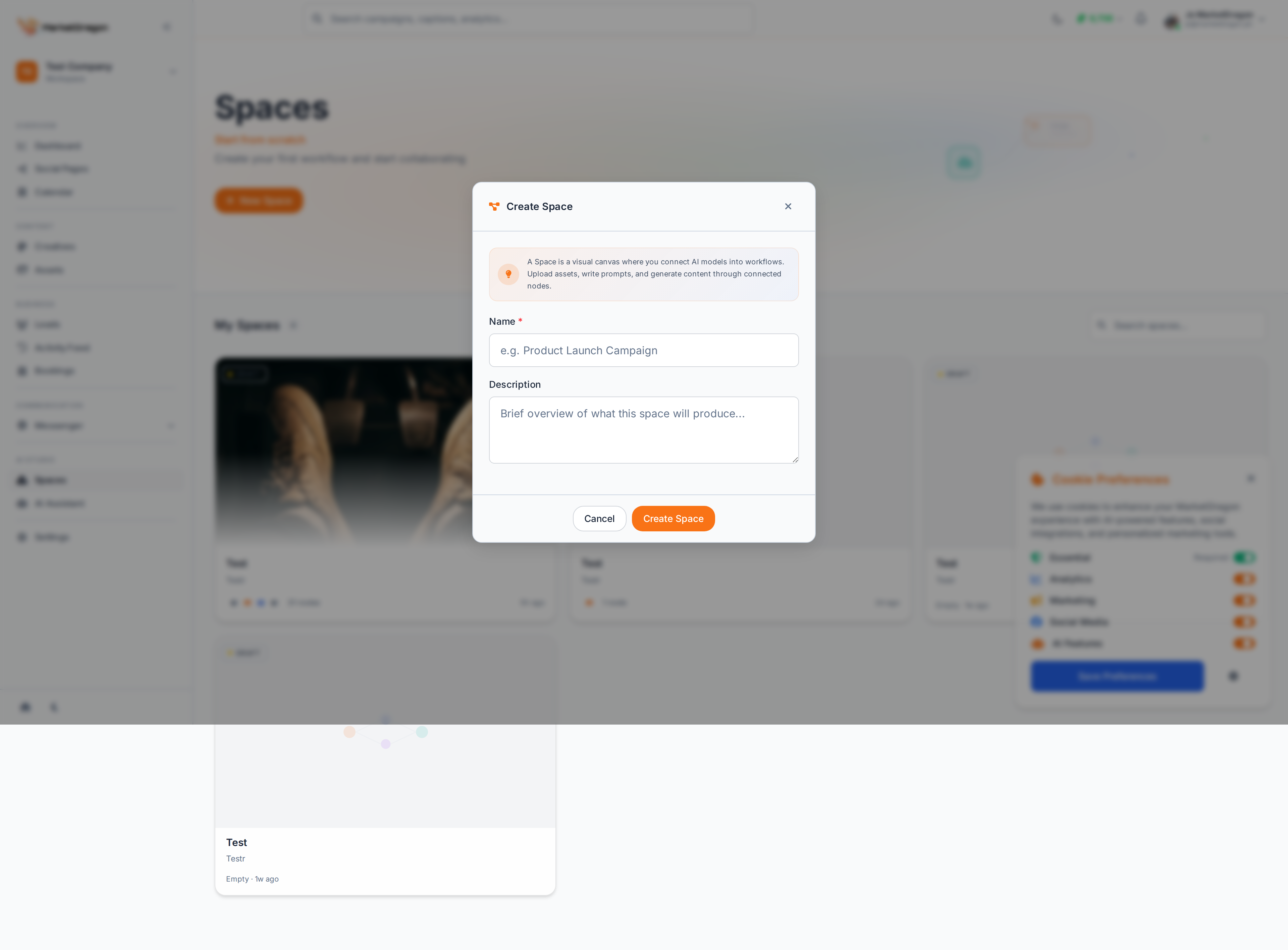 Spaces Modal